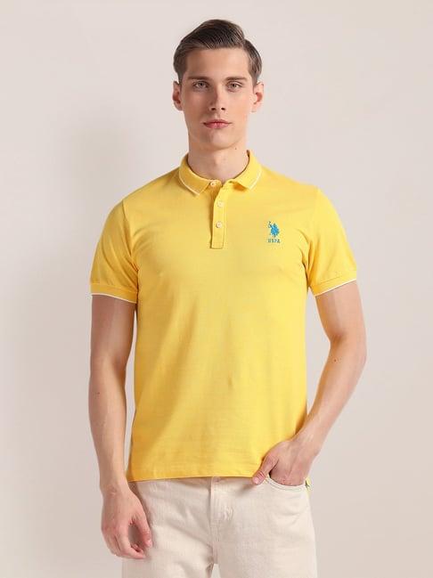 u.s. polo assn. yellow slim fit cotton polo t-shirt