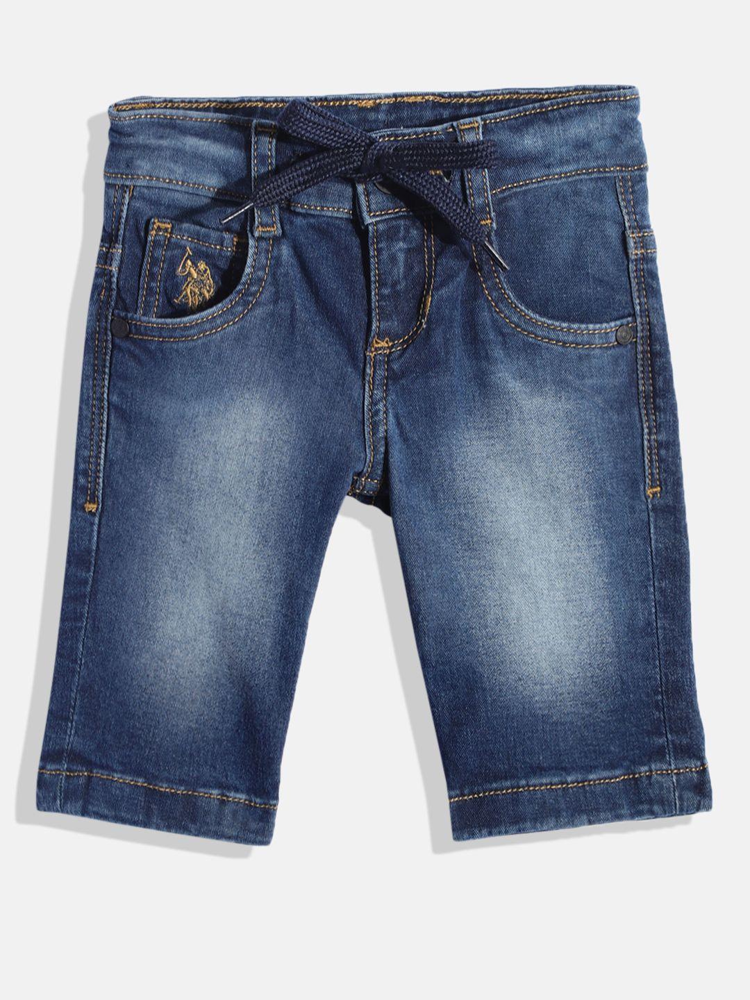 u.s.polo assn. kids boys blue washed denim shorts