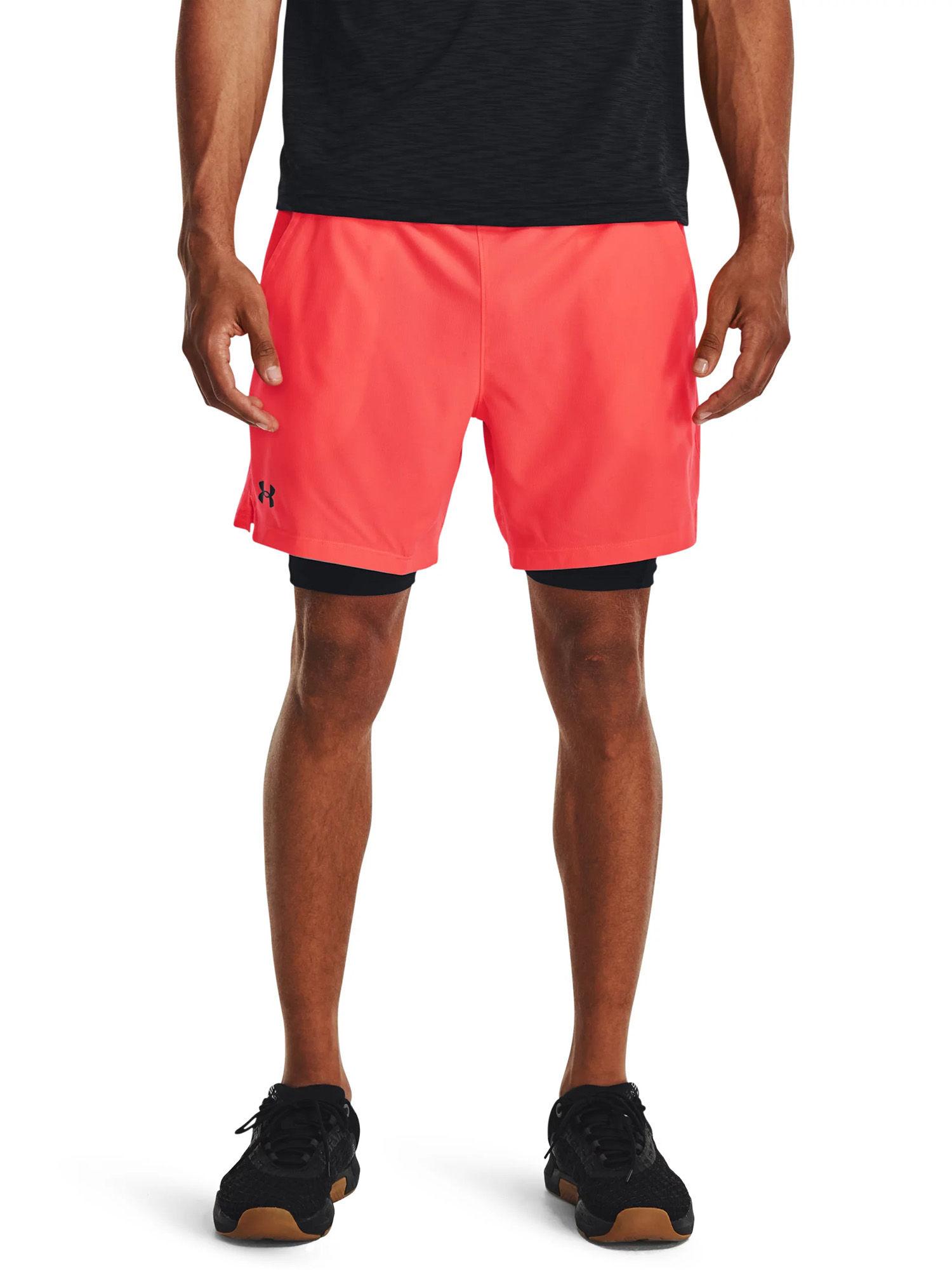 ua vanish woven 2 in 1 red shorts