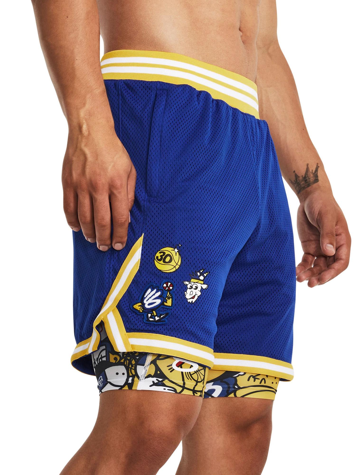 ua curry mesh blue printed shorts