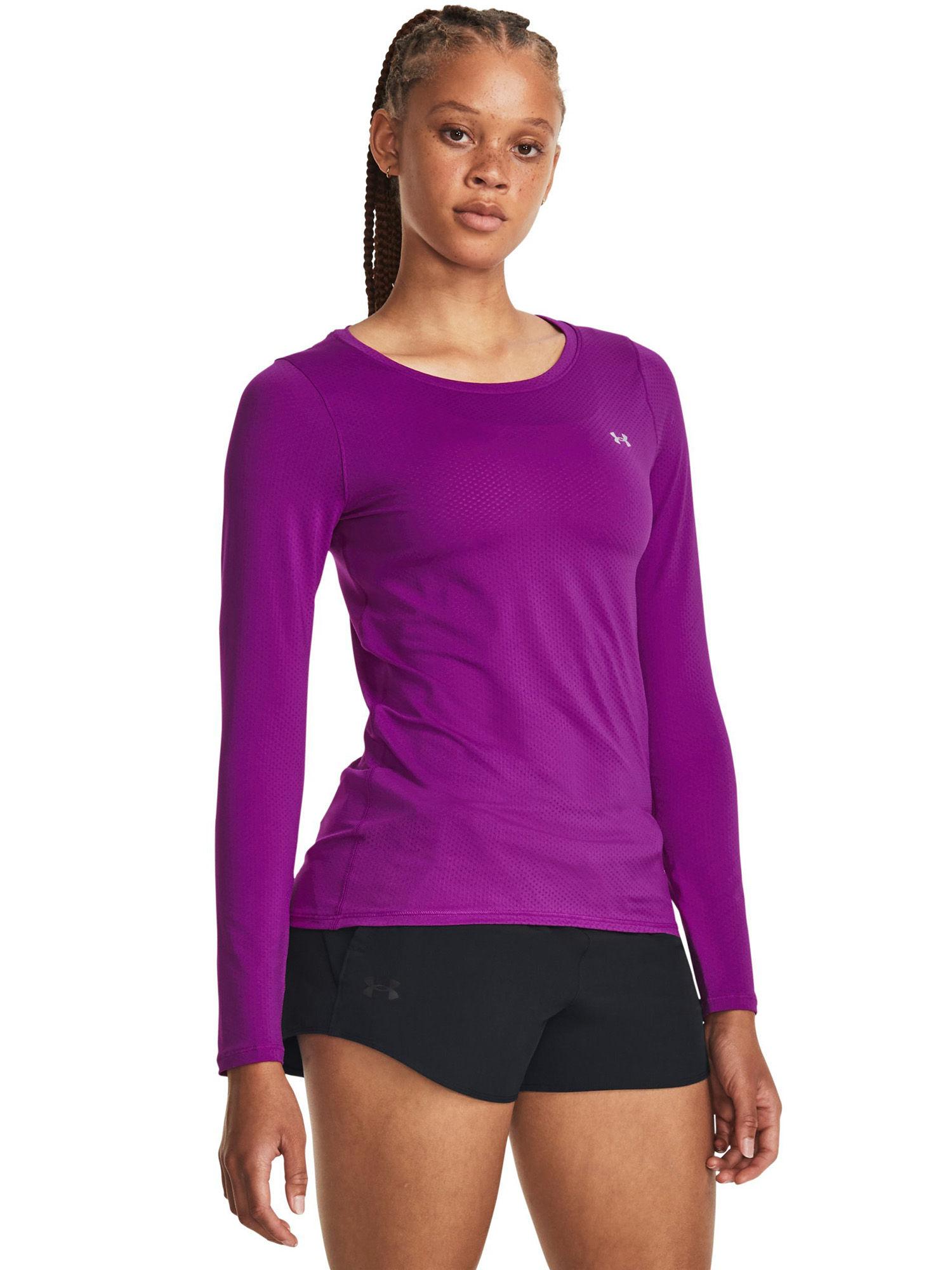 ua heat gear armour long sleeve purple t- shirt