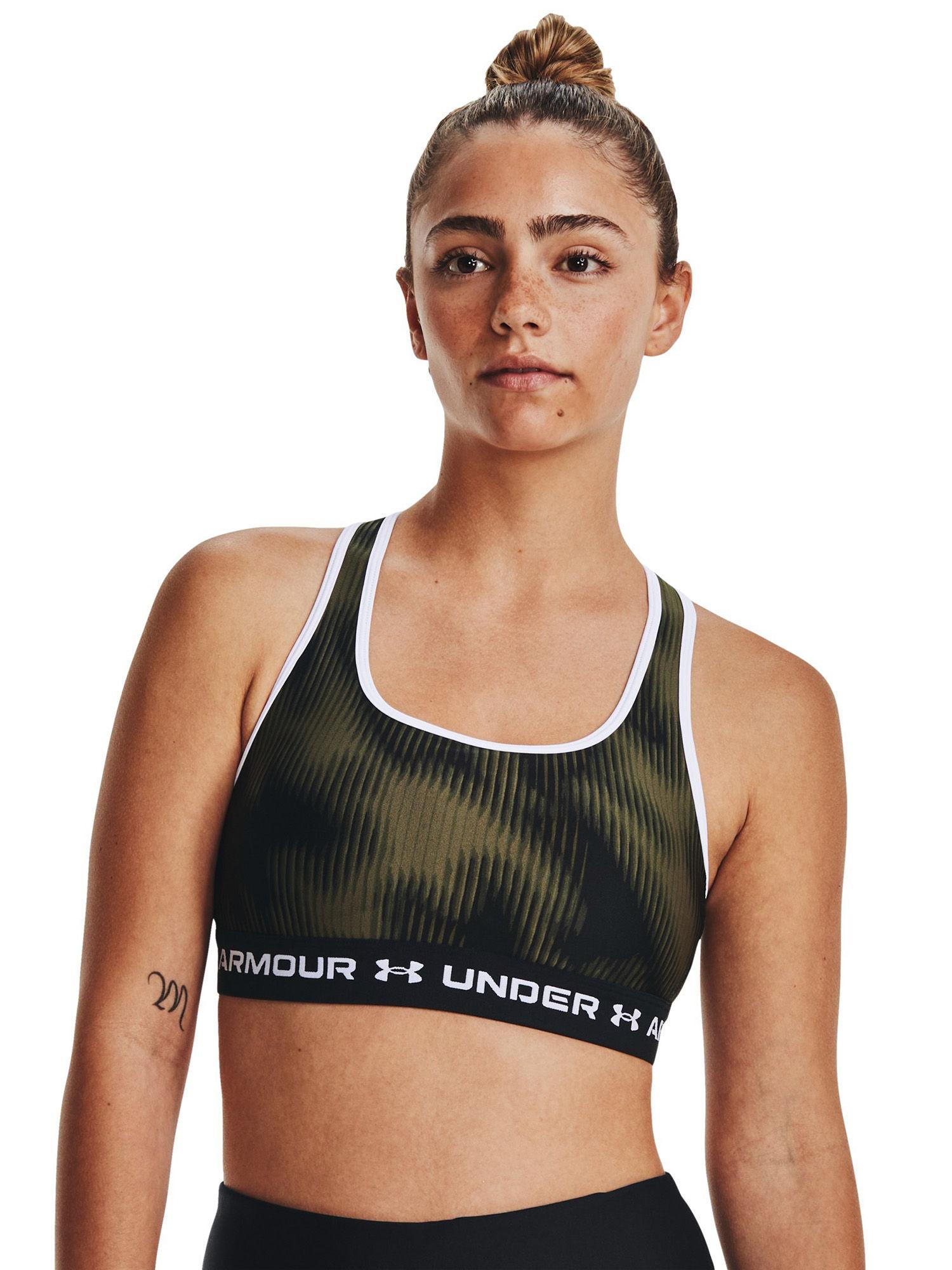 ua mid cross back printed sports bra