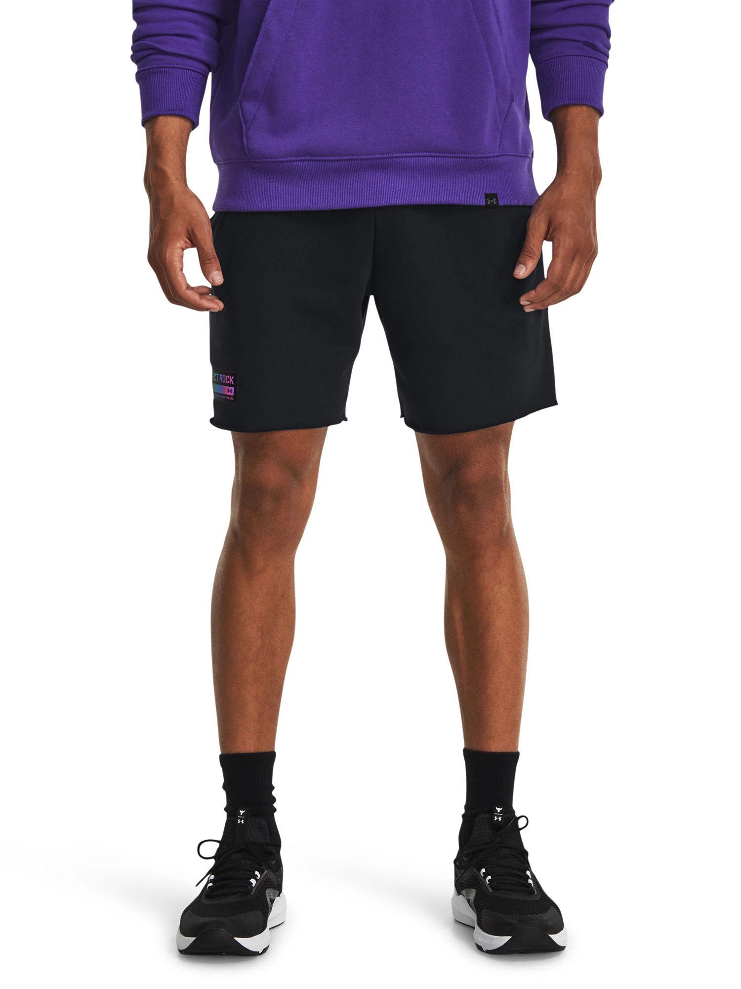 ua project rock heavy weight terry black shorts