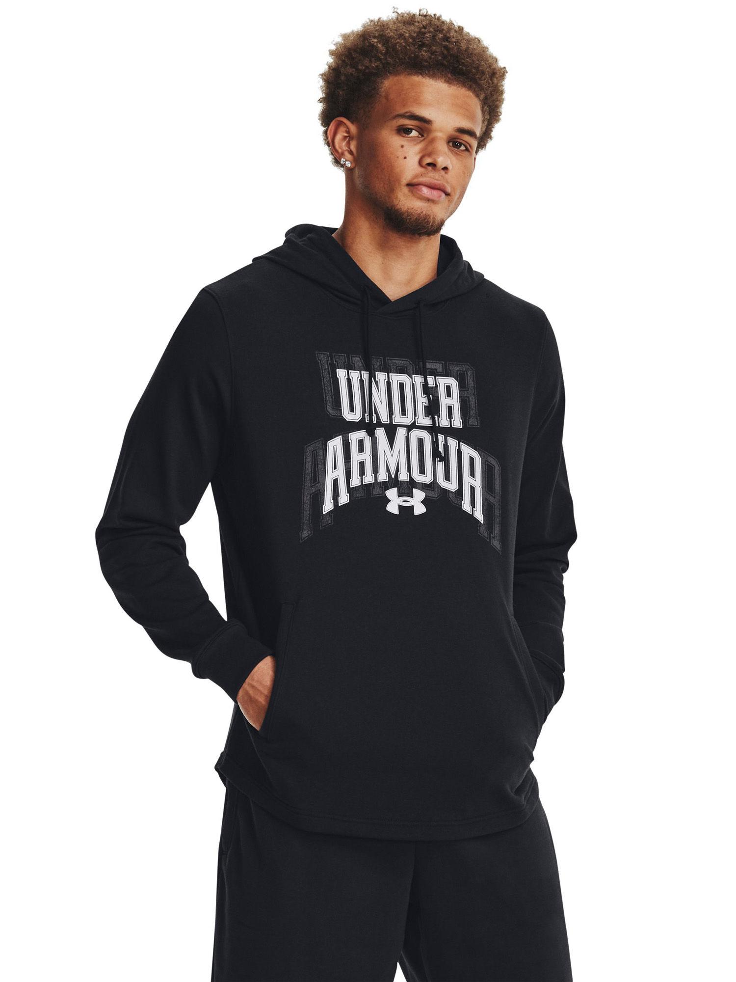 ua rival terry graphic black hoodie