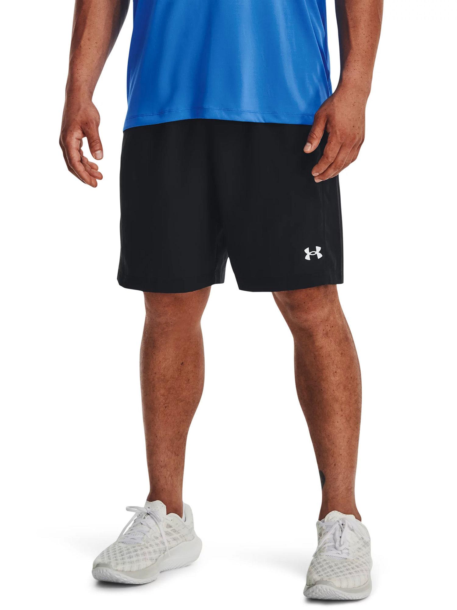 ua woven half back word mark black shorts