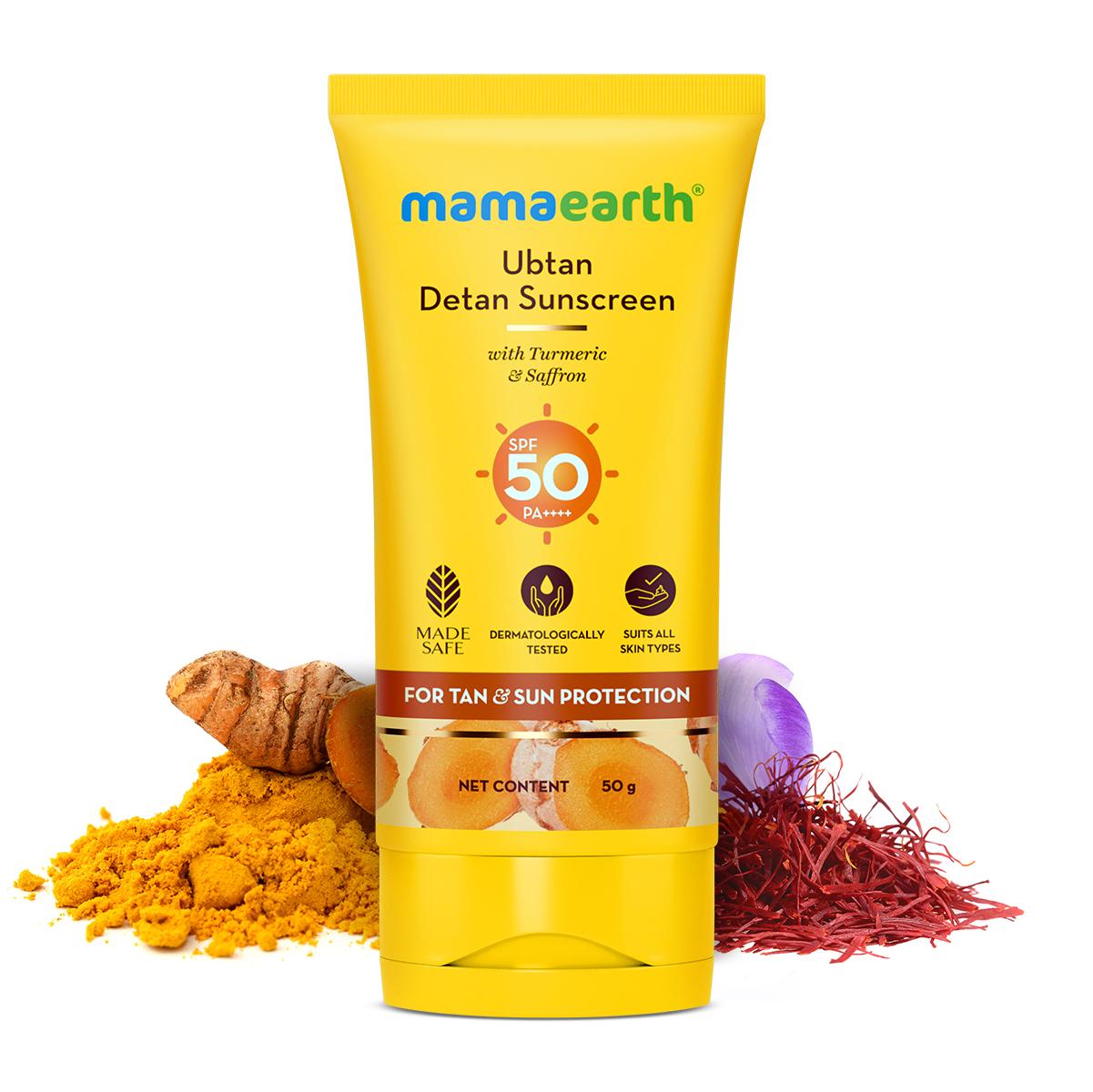 ubtan detan sunscreen with turmeric & saffron for sun protection - 50 g