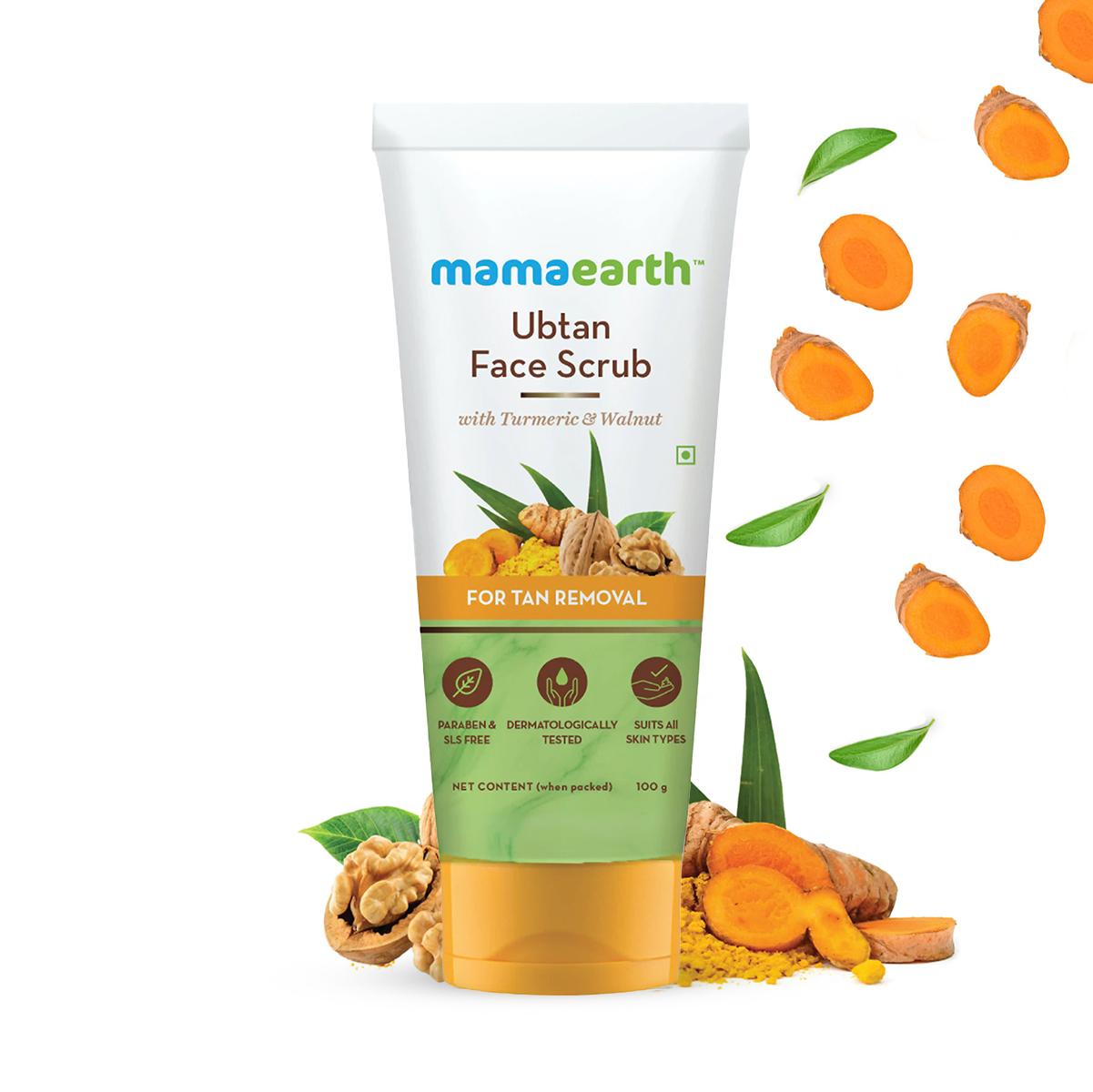 ubtan face scrub with turmeric and walnut for tan removal - 100g