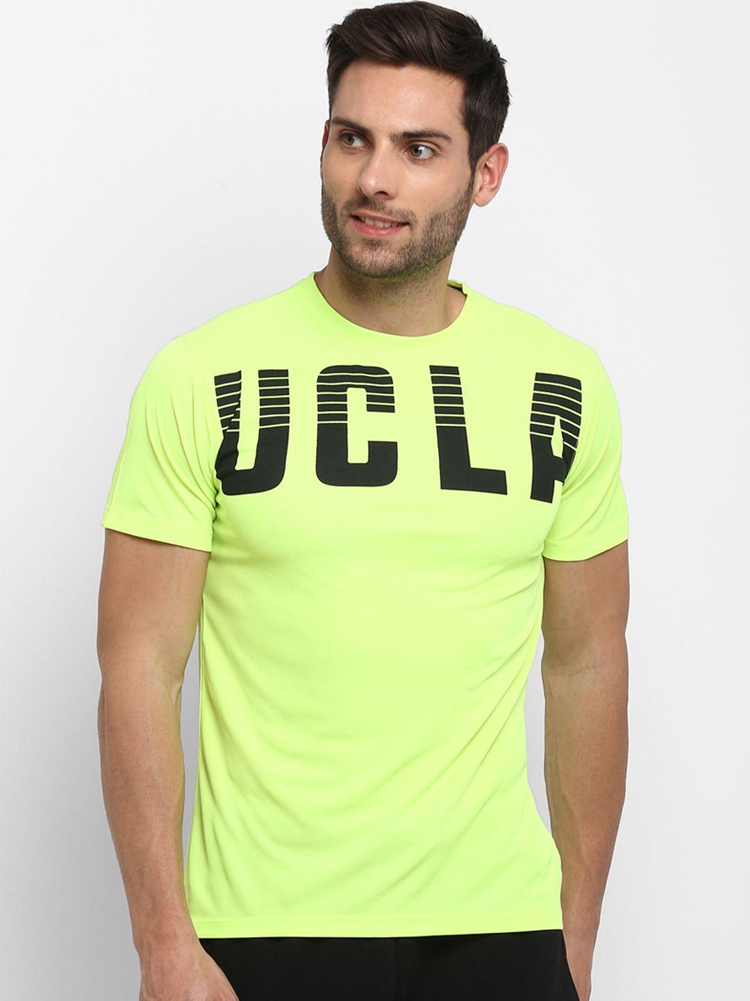 ucla men fluorescent green printed round neck t-shirt
