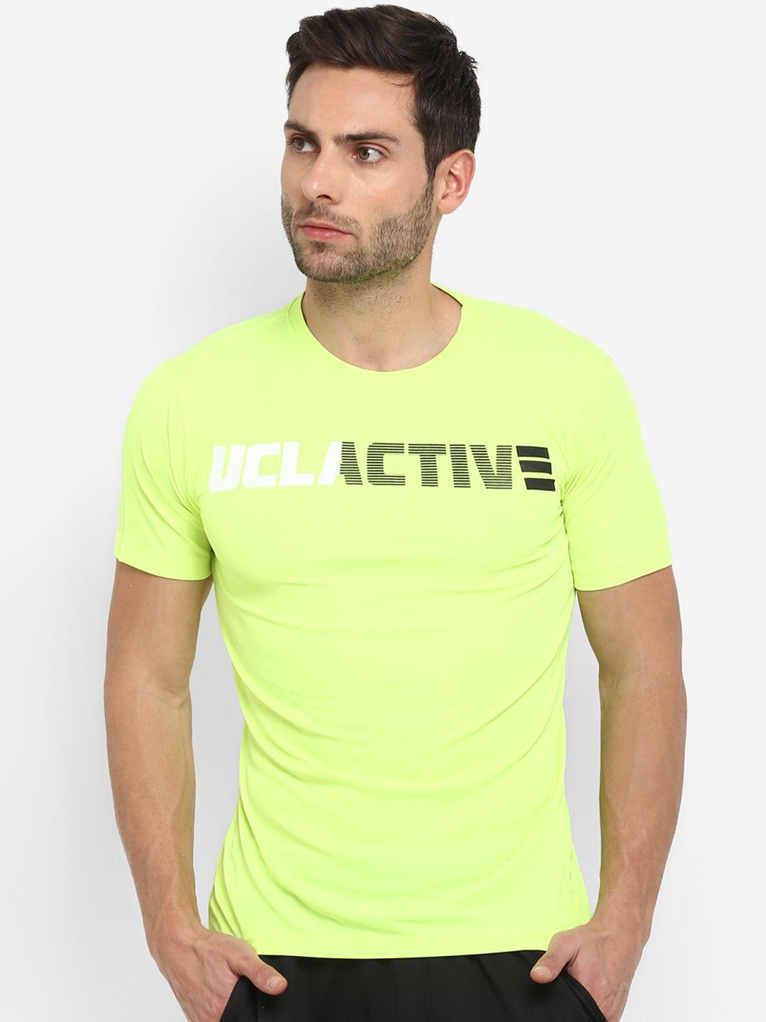 ucla men fluorescent green printed round neck t-shirt