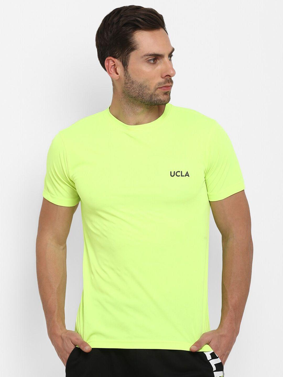 ucla men fluorescent green solid regular fit t-shirt