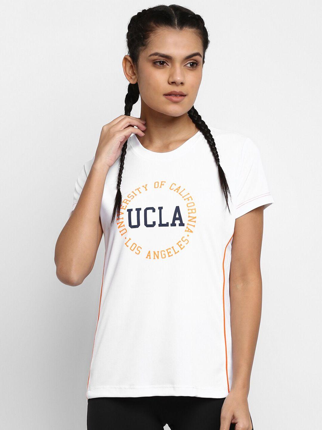 ucla women white printed round neck t-shirt