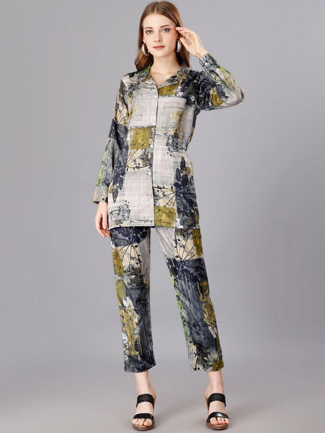 udbhav textile floral printed tunic with trousers