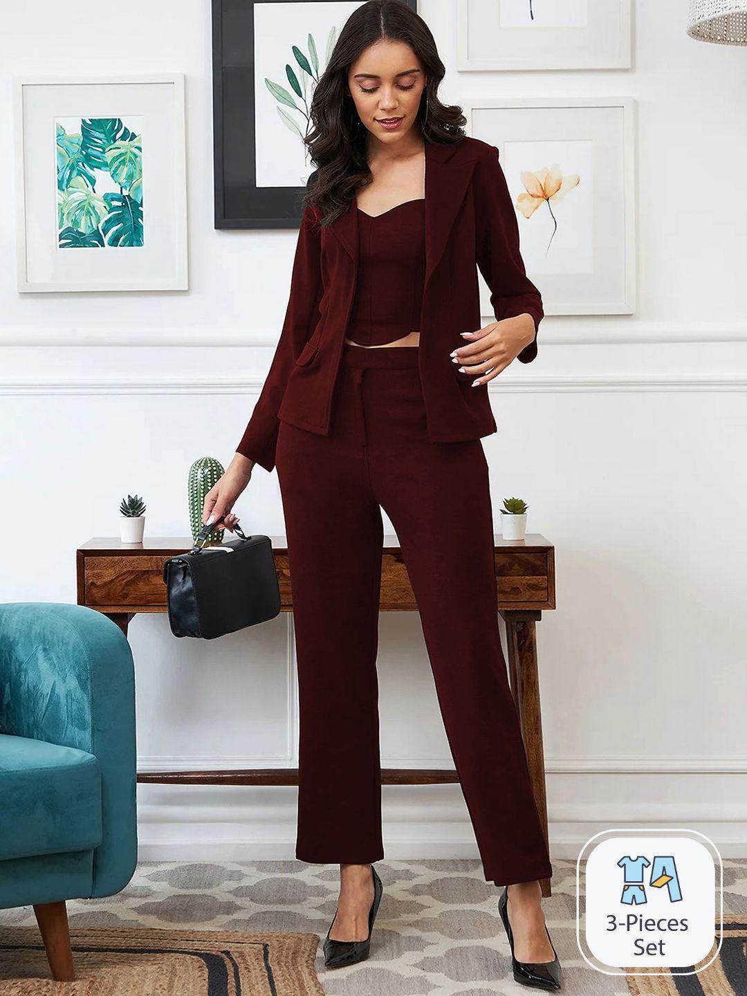 udbhav textile sweetheart neck top with trousers & blazer