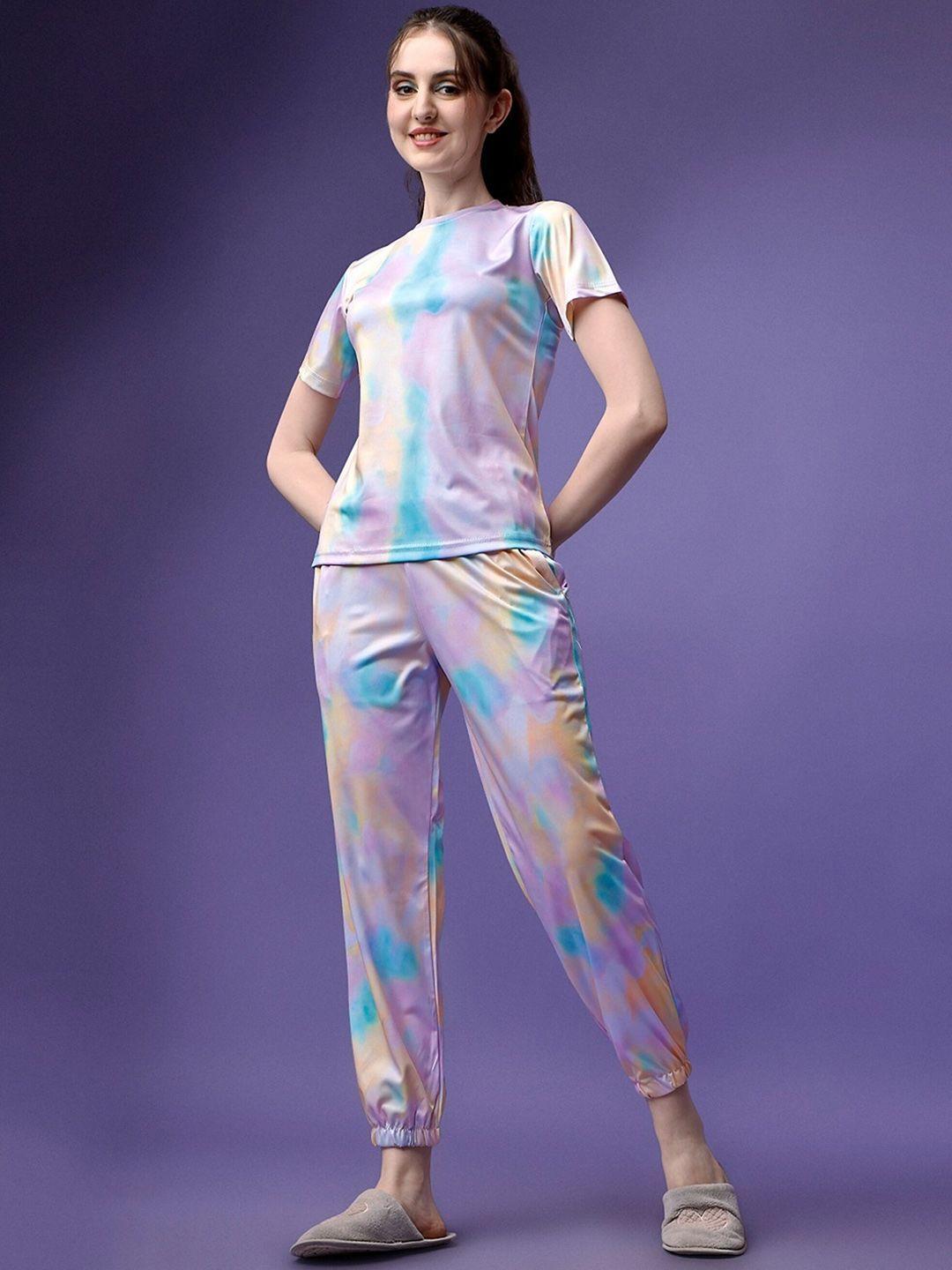 udbhav textile tie-dyed t-shirt with joggers co-ords set