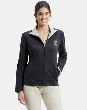 ul08 super combed cotton elastane stretch full zip high-neck jacket with convenient front pockets