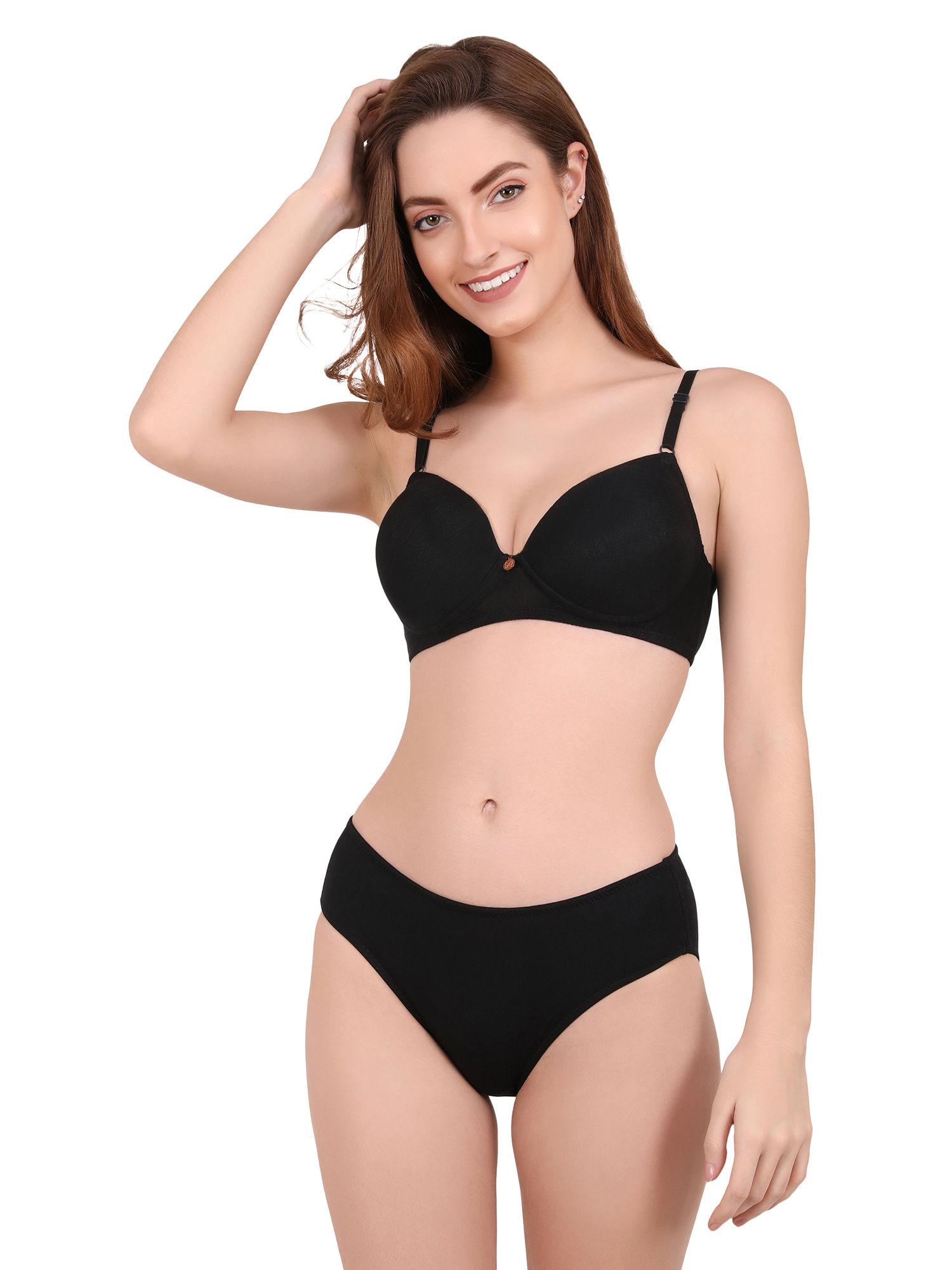 ulta-soft micro modal -black t-shirt bra set