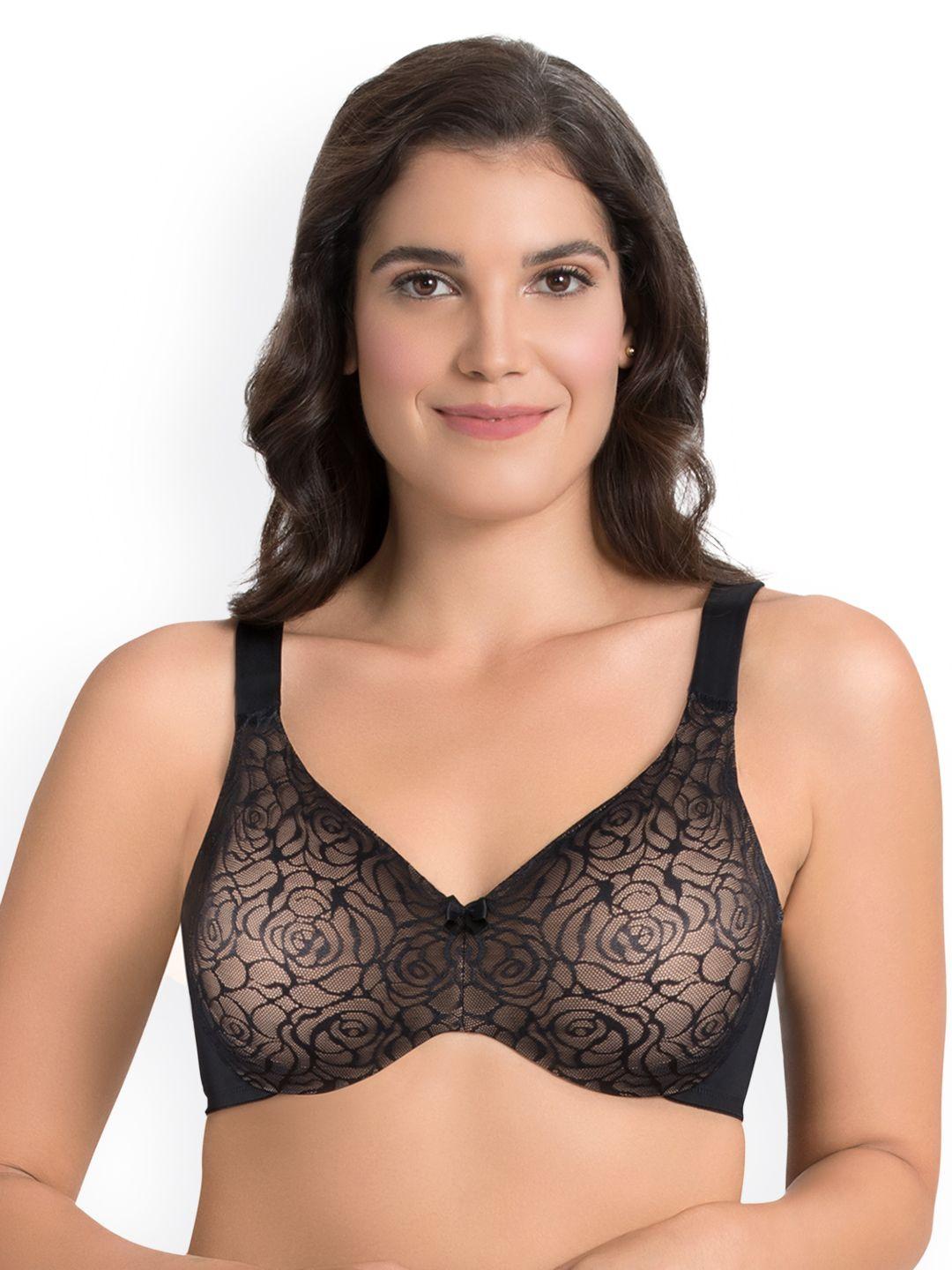 ultimo plus size black lace underwired non padded minimizer bra e0007