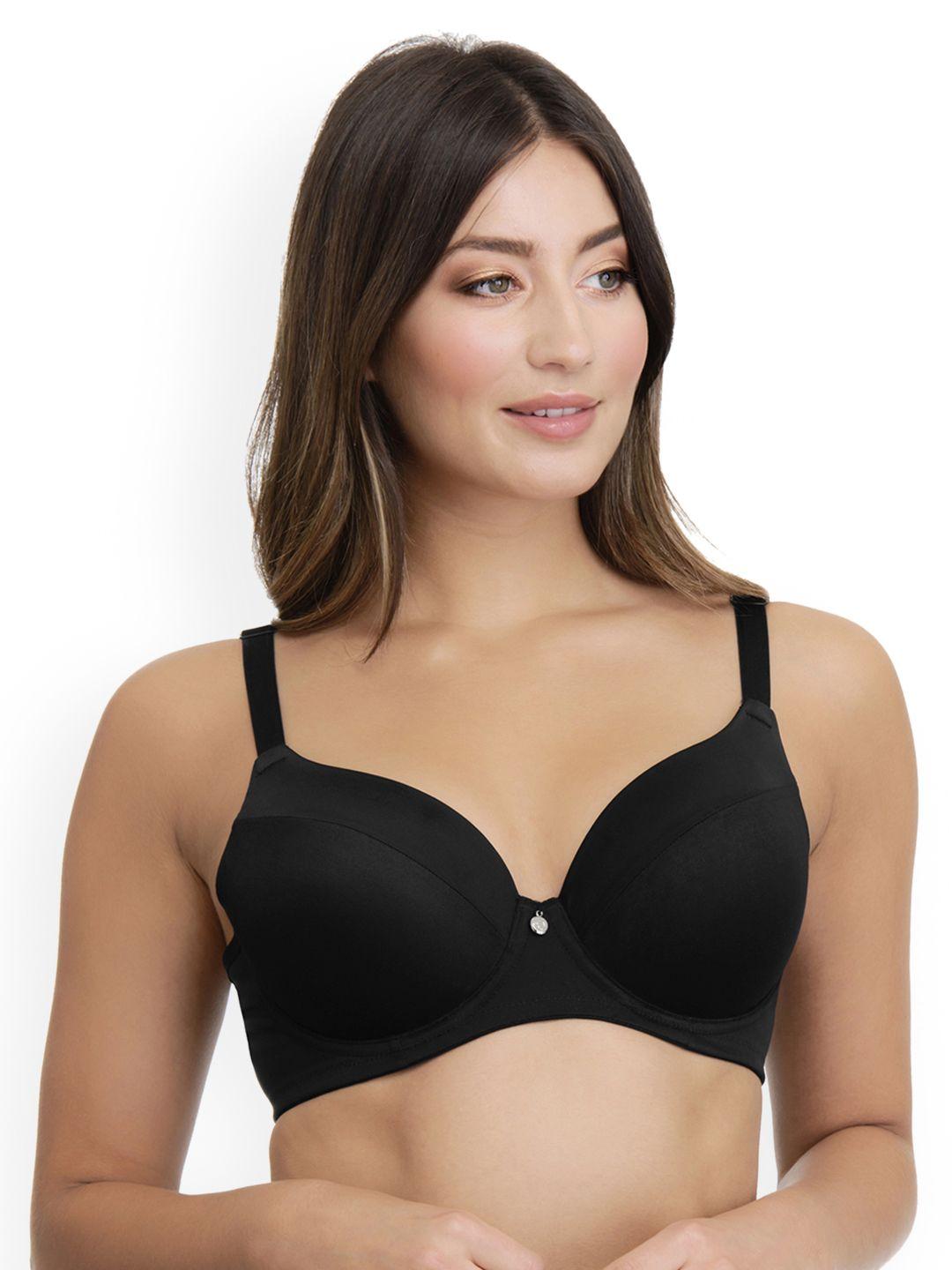 ultimo plus size black solid underwired lightly padded t-shirt bra e0001