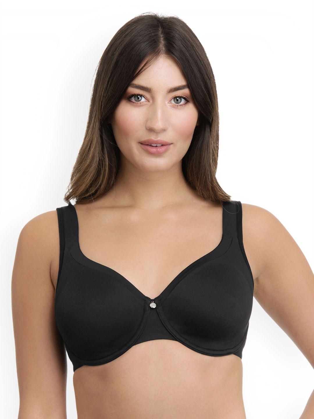 ultimo plus size black solid underwired non padded everyday bra e0002