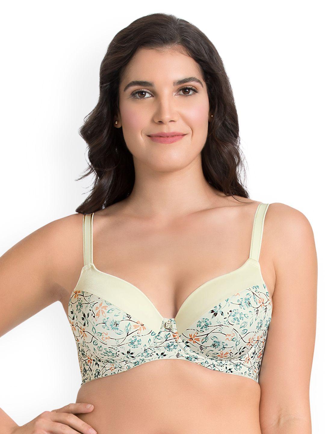 ultimo plus size green printed underwired lightly padded t-shirt bra e0001