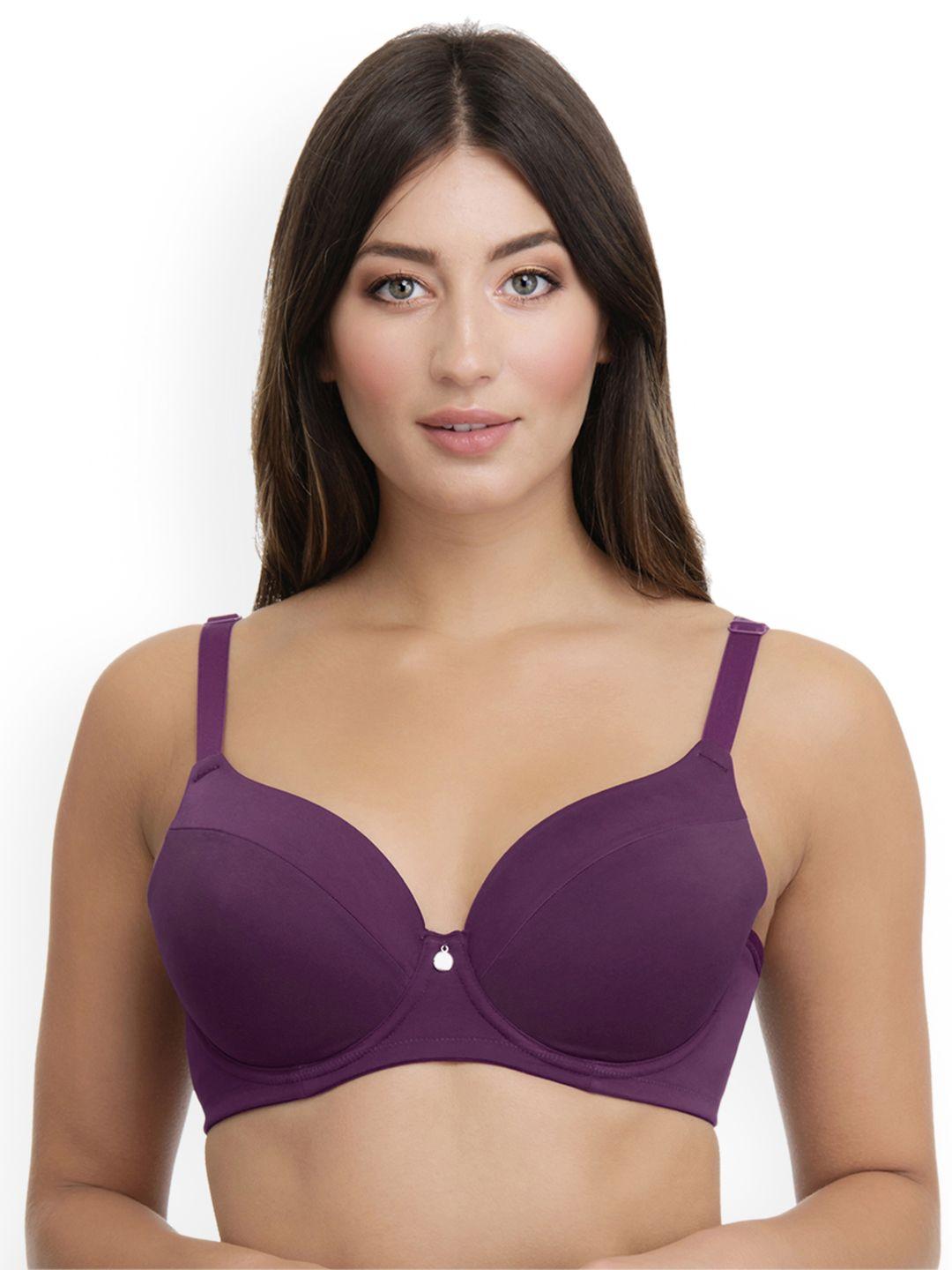 ultimo plus size purple solid underwired lightly padded t-shirt bra e0001