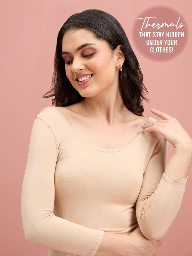ultra light and soft thermal top that stays hidden under clothes - nyoe05 nude