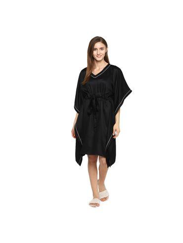 ultra soft modal satin women's kaftan dress - black