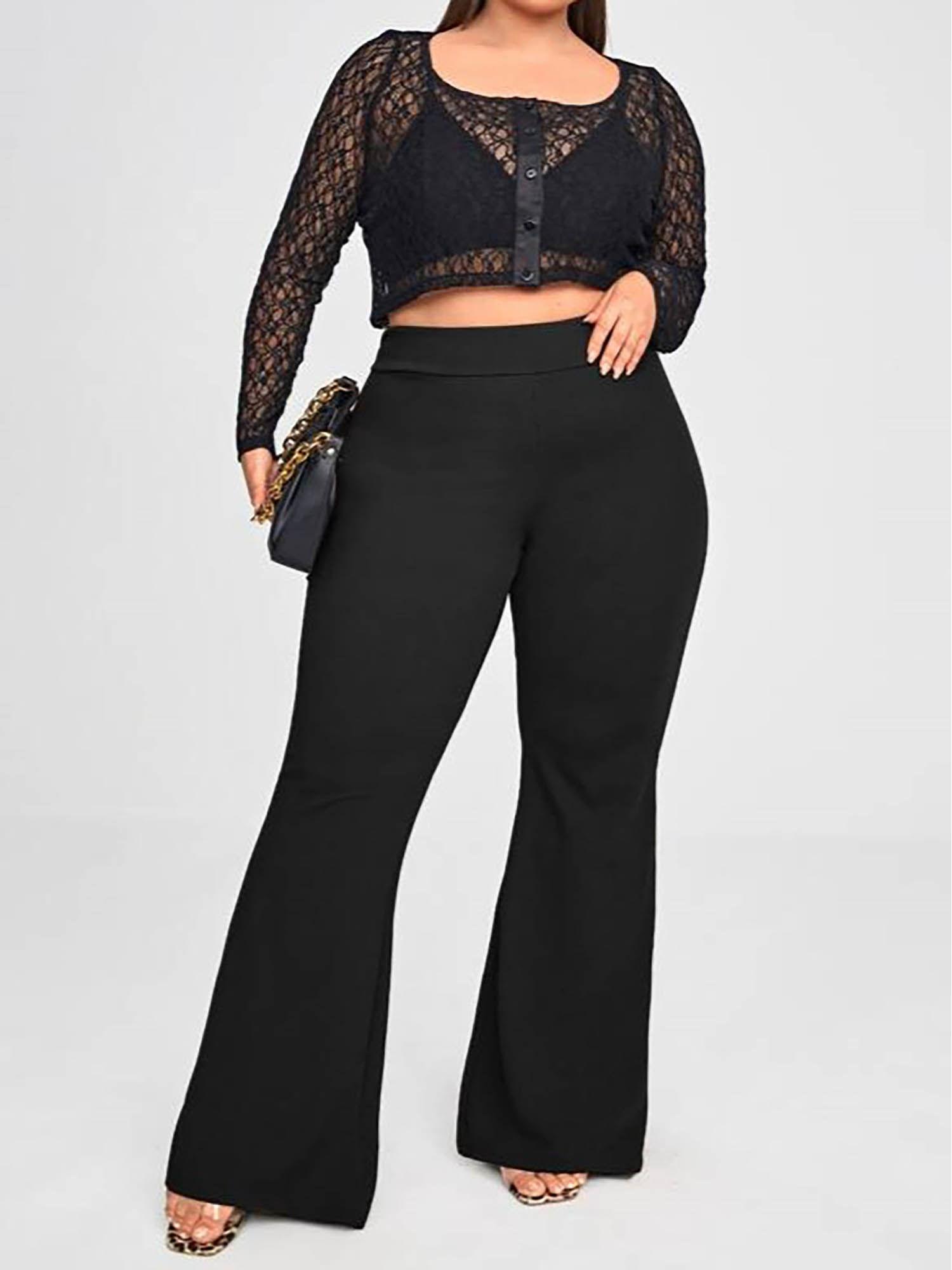 ultra stretch high waist flare pants-black