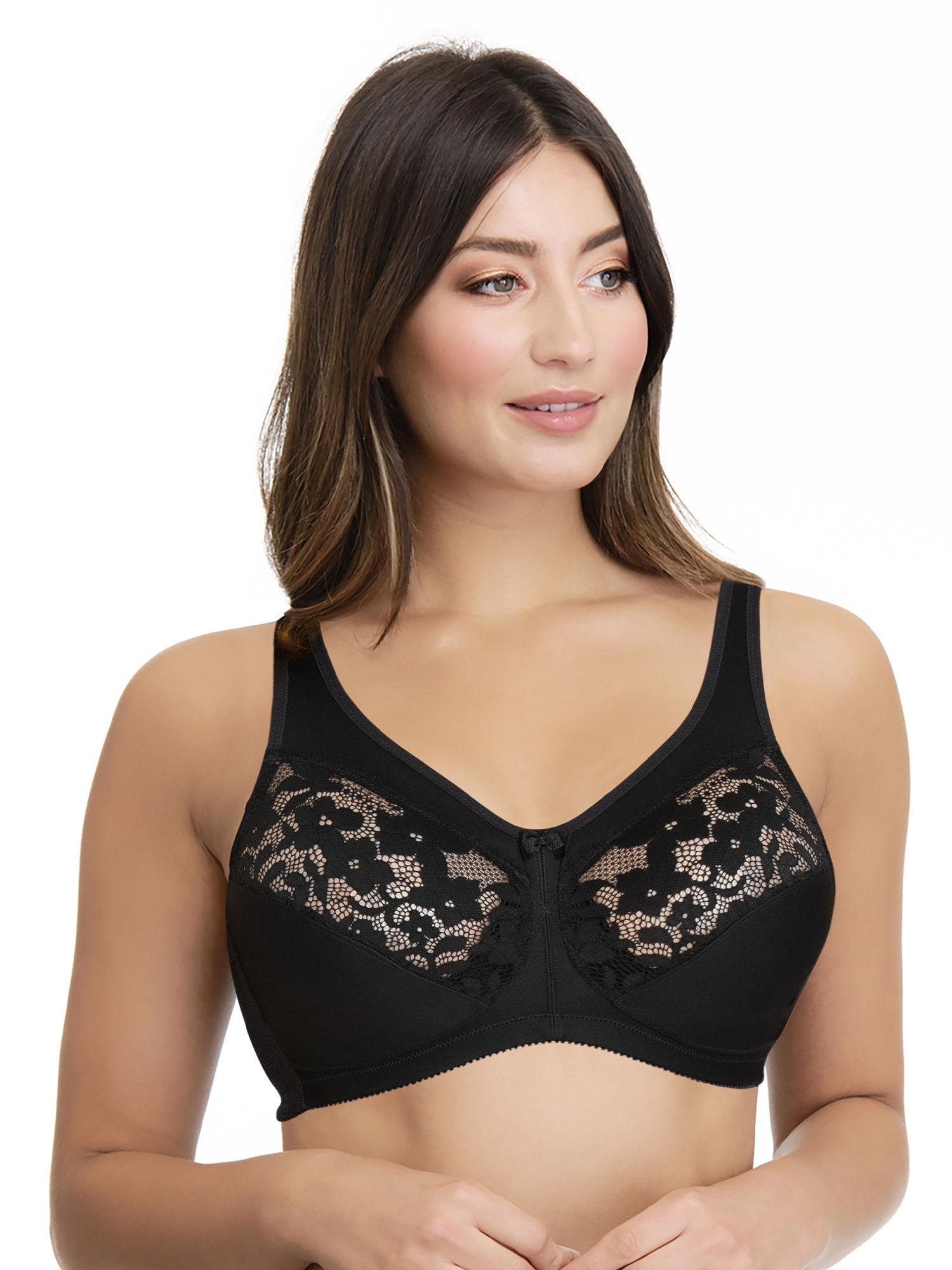 ultra support non-padded non-wired bra - black