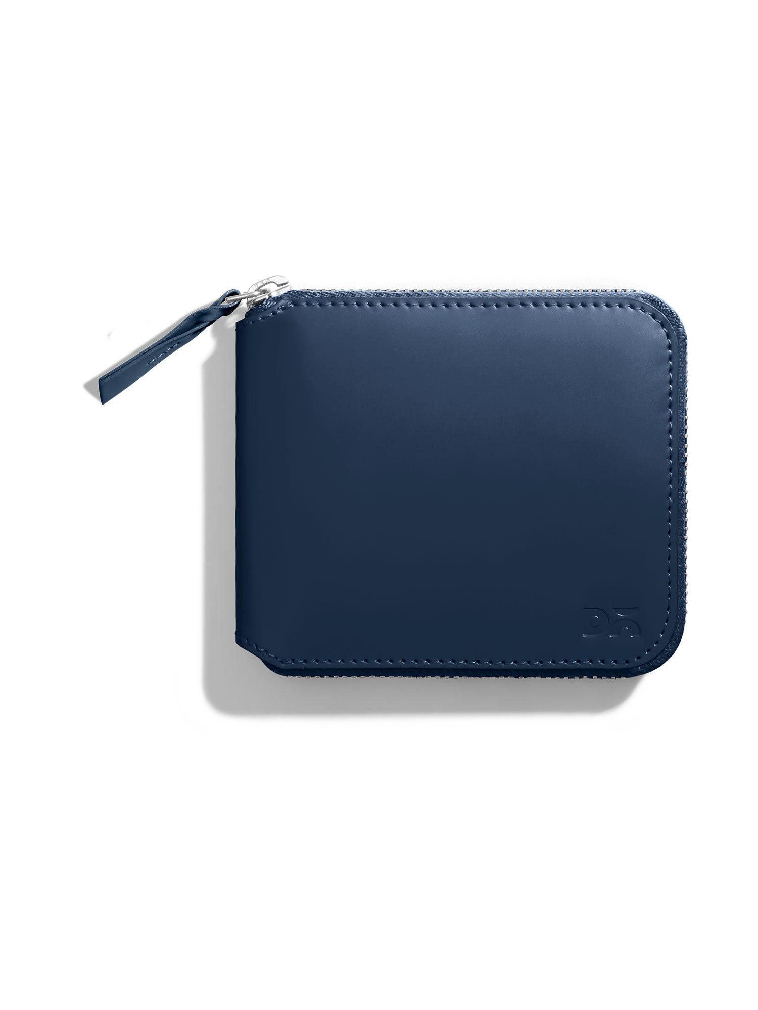 ultramarine blue vegan leather zip wallet