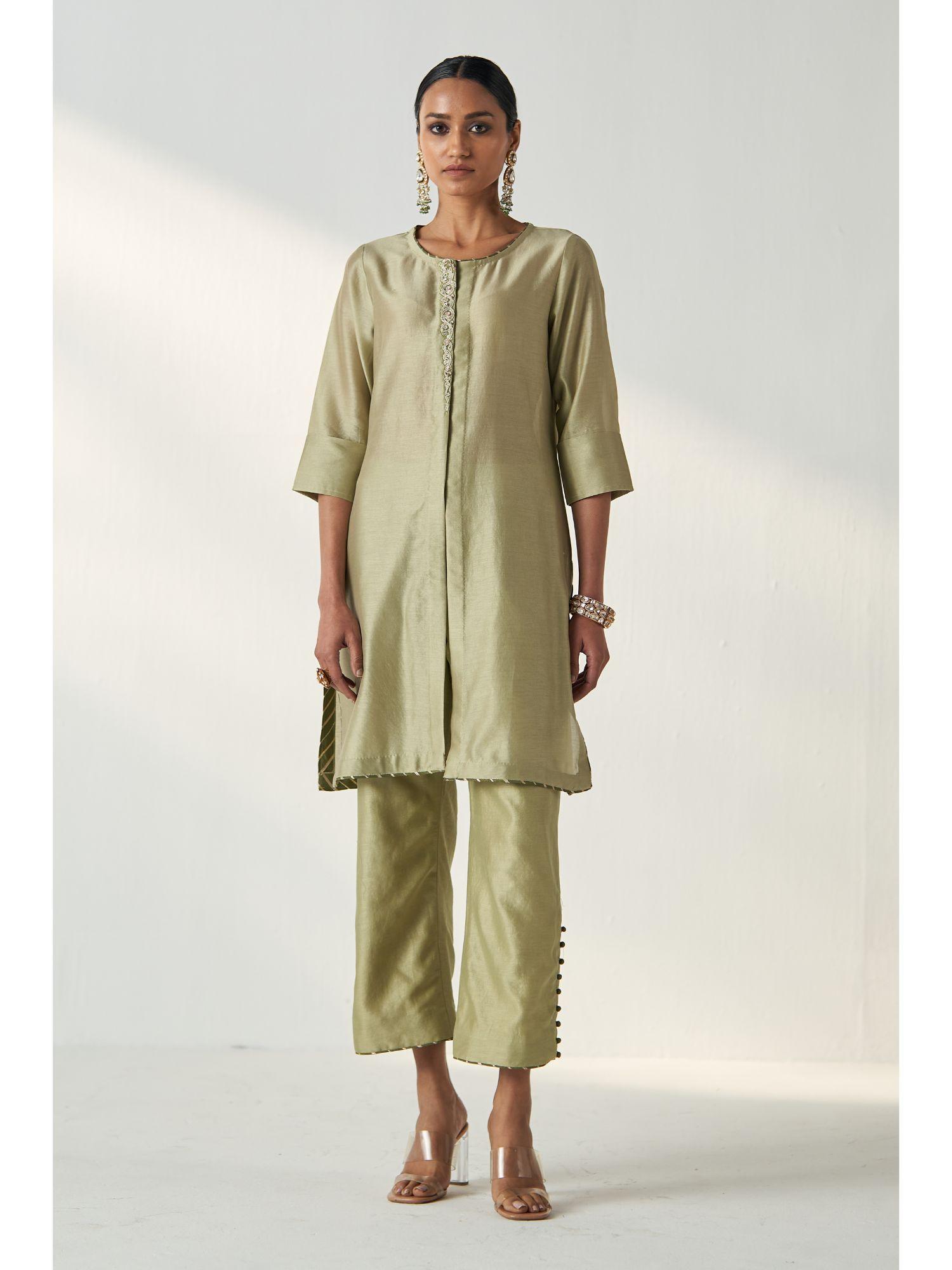 uma green kurta with pant (set of 2)