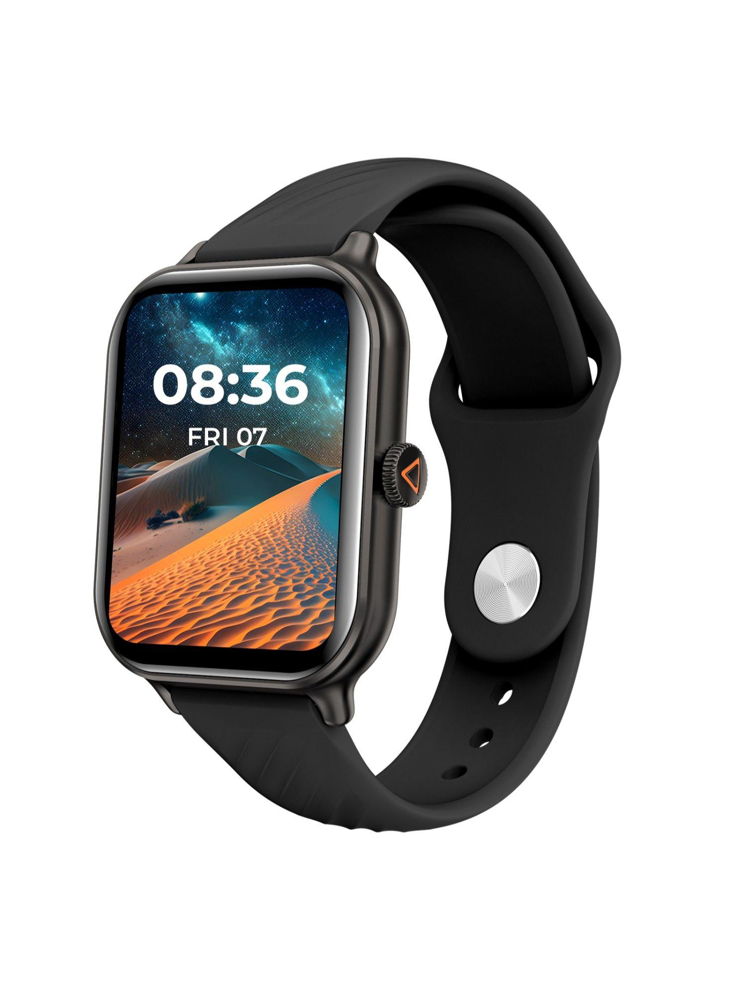 unbound nova 1.96” amoled bluetooth calling smart watch - electric black