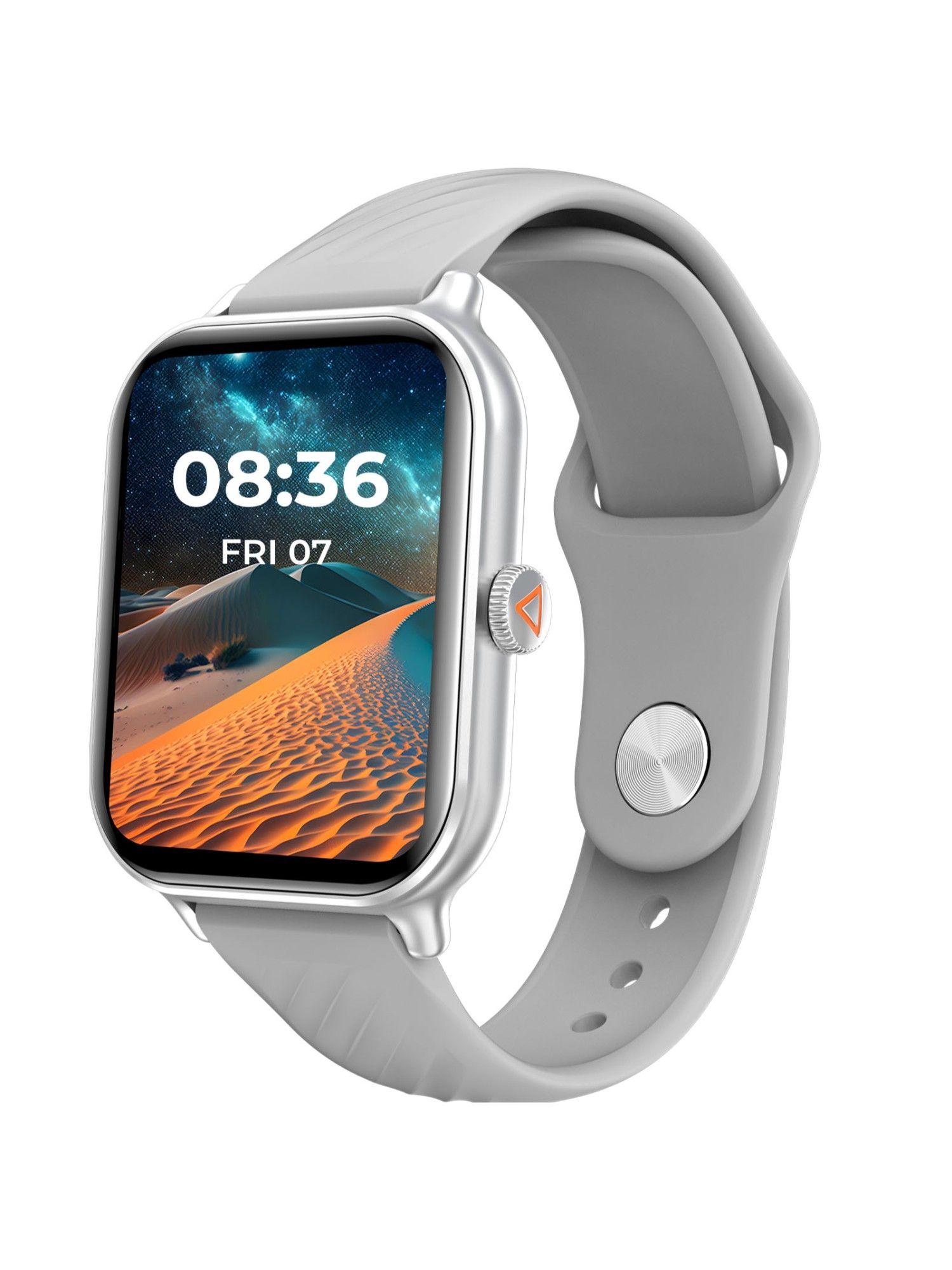 unbound nova 1.96” amoled bluetooth calling smart watch - iced silver