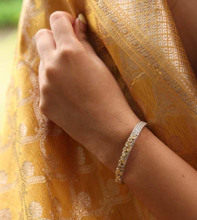 uncut by aditi the bubble polki bracelet in gold & silver