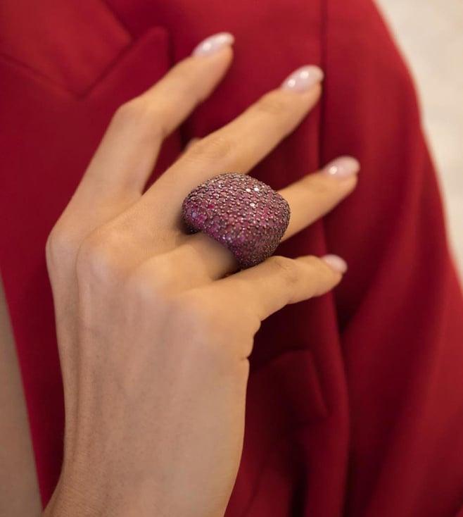 uncut by aditi ruby square cocktail ring in gold