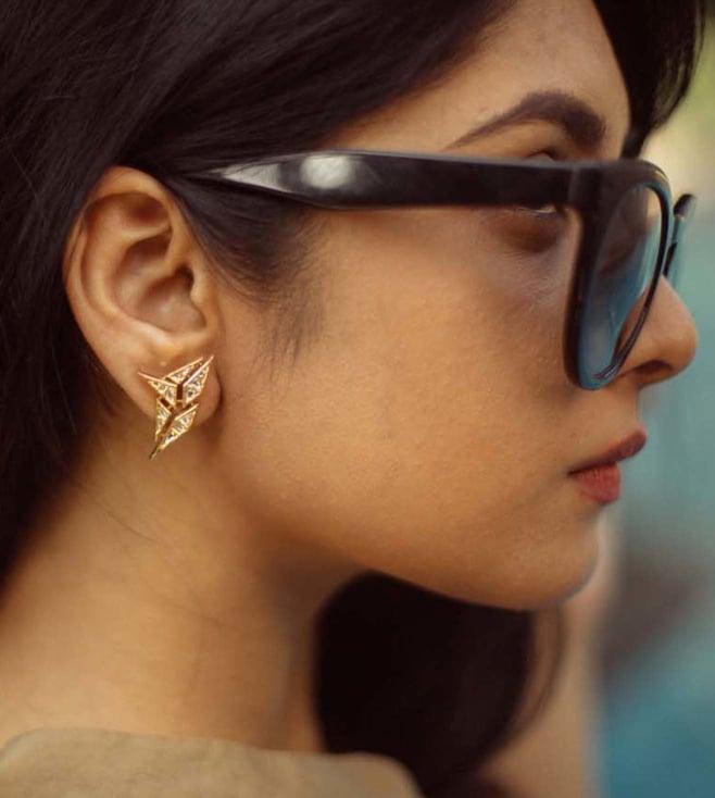 uncut by aditi the asymetrical star polki studs in gold