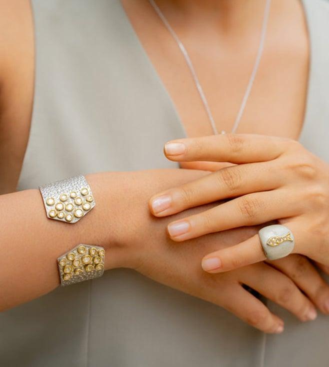 uncut by aditi the bubble polki cuff in gold & silver