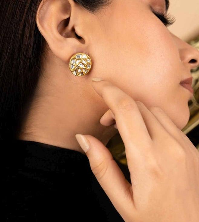 uncut by aditi the cerchio mosaic polki studs in gold