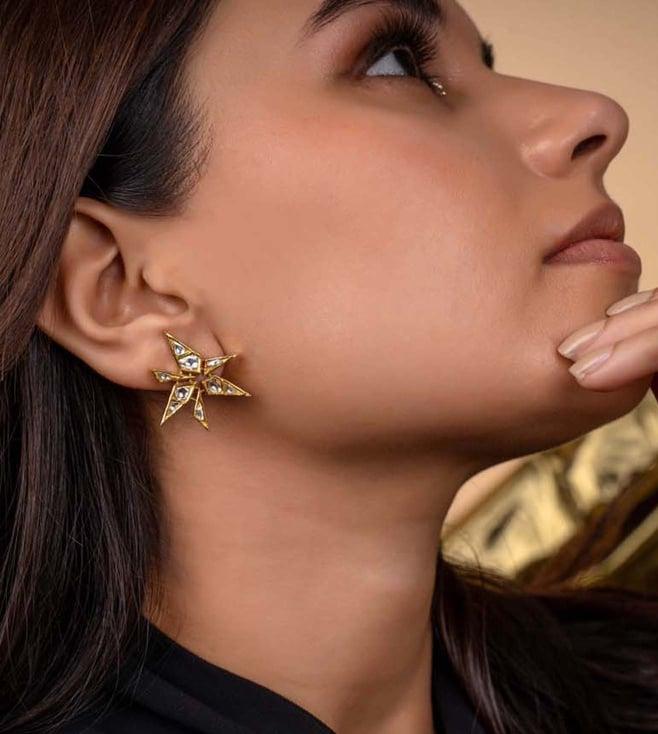 uncut by aditi the star polki studs in gold