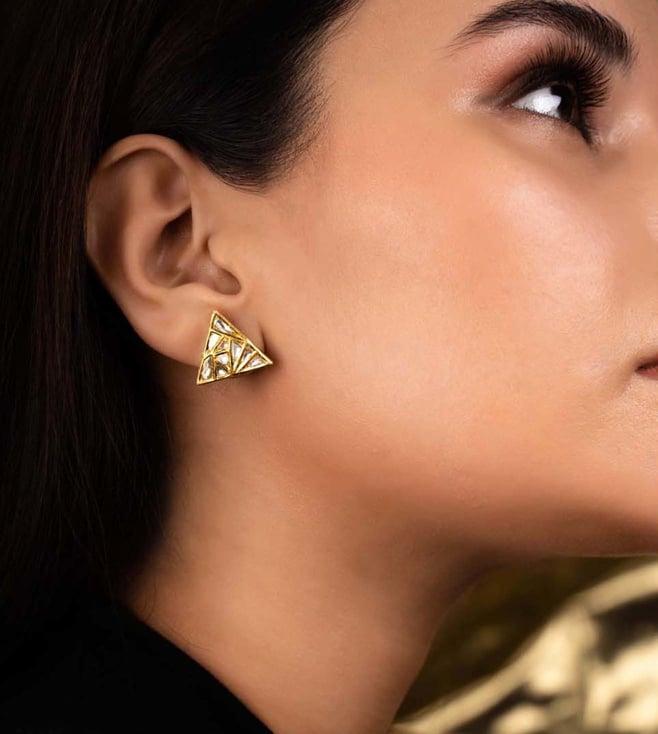 uncut by aditi the triangolo mosaic polki studs in gold