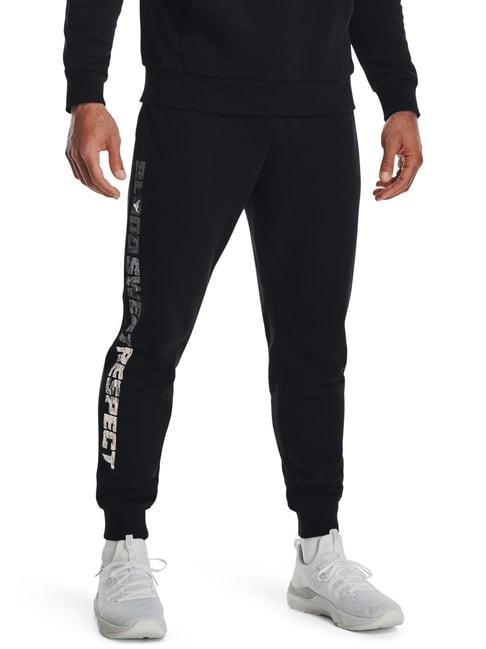under armour black cotton loose fit printed sports joggers