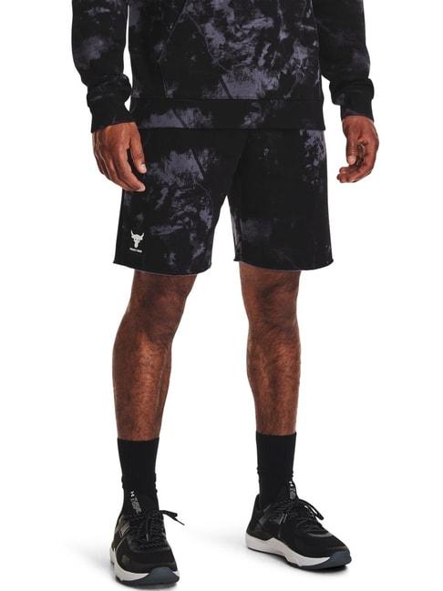 under armour black cotton loose fit printed sports shorts