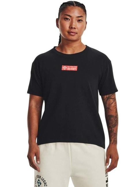 under armour black cotton printed sports t-shirt