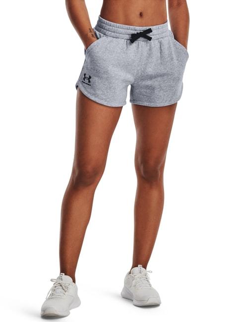 under armour grey cotton logo print sports shorts
