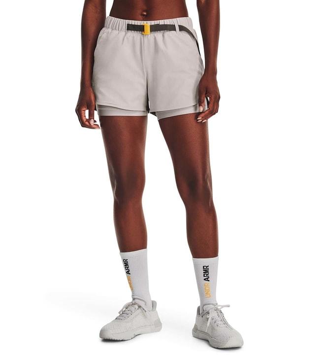 under armour off-white & grey color-block sports shorts