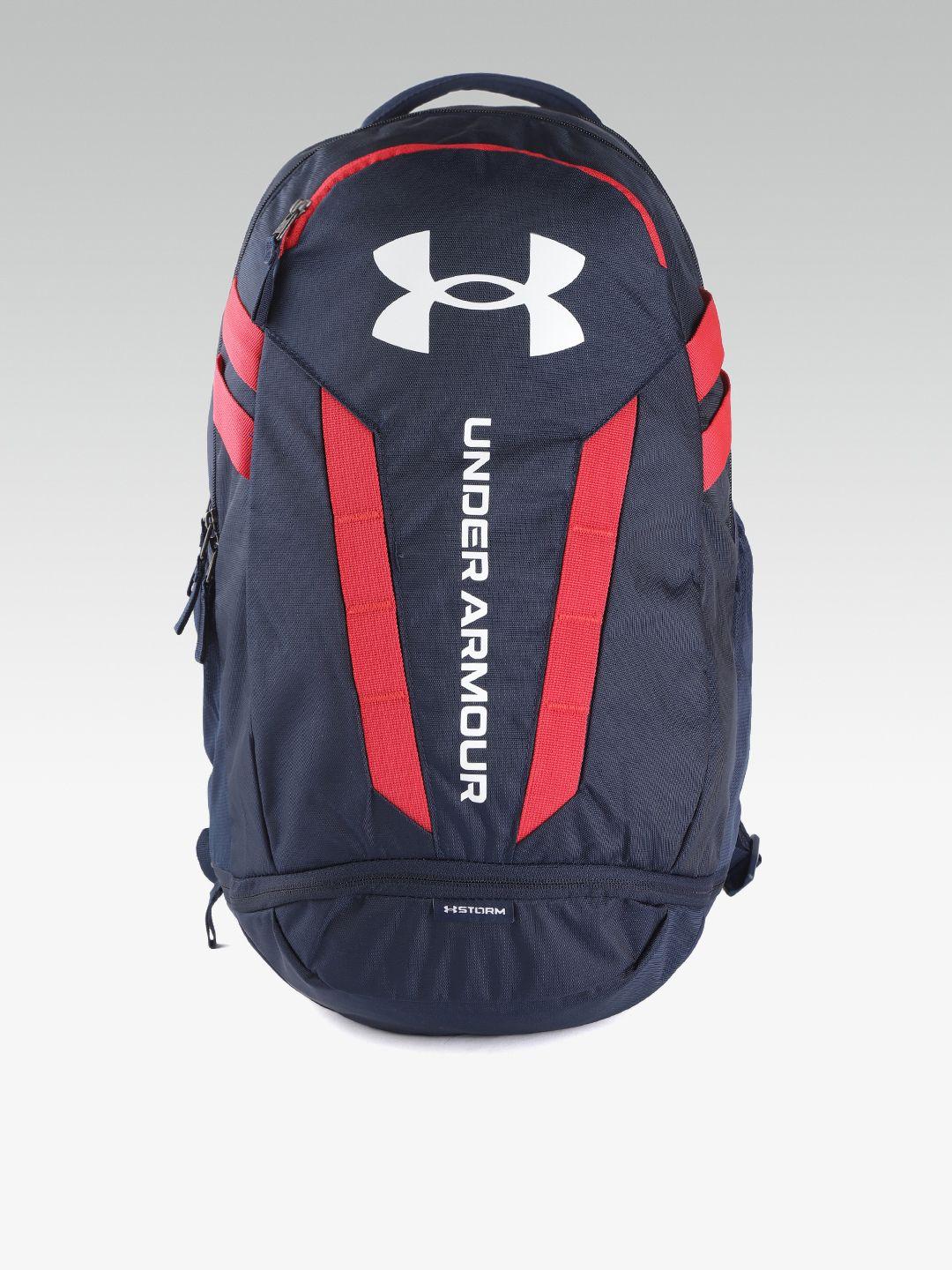 under armour unisex navy blue brand logo print 15 inch hustle 5.0 laptop backpack