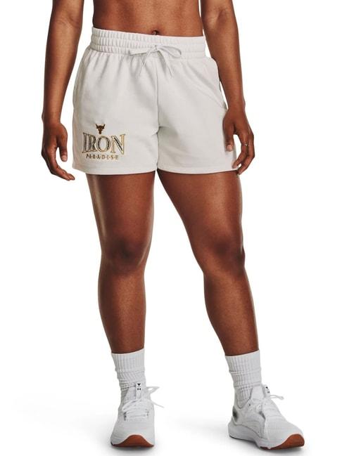 under armour white cotton embroidered sports shorts