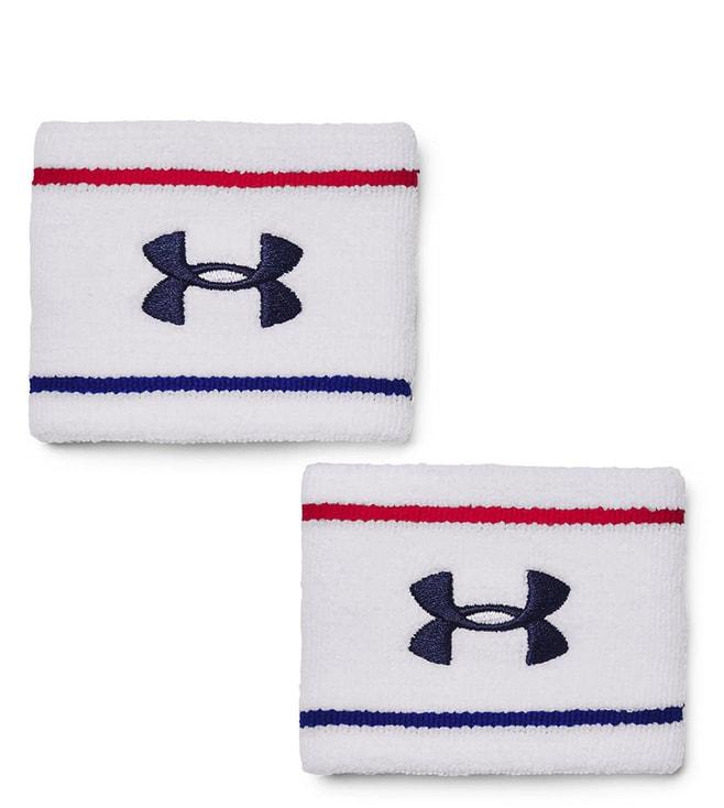 under armour white striped performance terry wristband (medium) - pack of 2