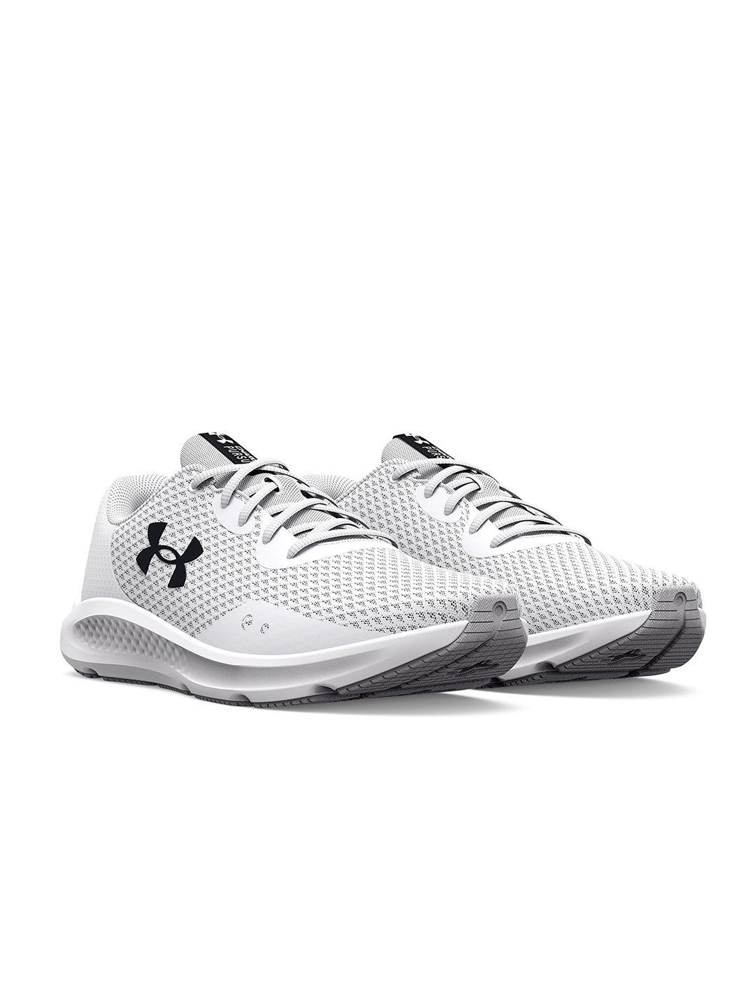 under armour women off-white & grey woven design charged pursuit 3 running shoes