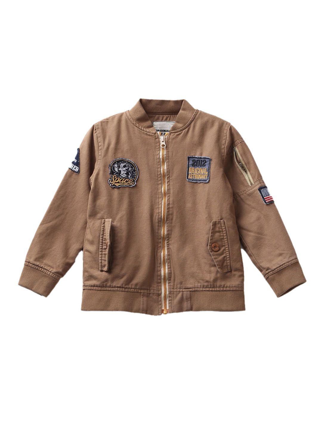under fourteen only boys brown tailored jacket with patchwork